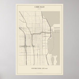 Personalized Chicago Street Map Poster