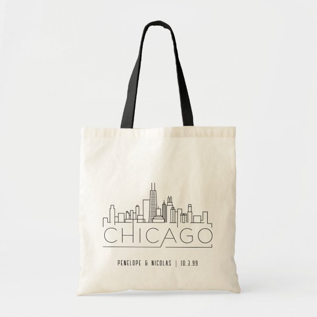 Personalized Chicago Wedding Welcome Bag Tote (Front)