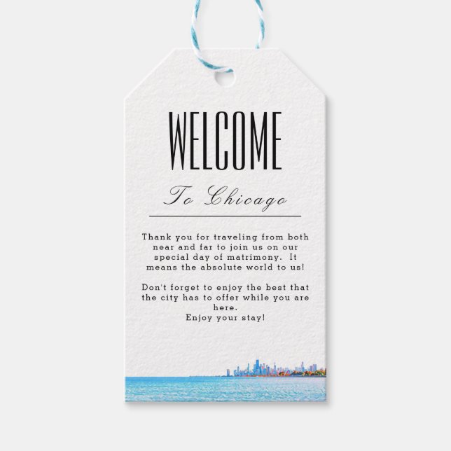 Personalized Chicago Welcome Gift Tag (Front)