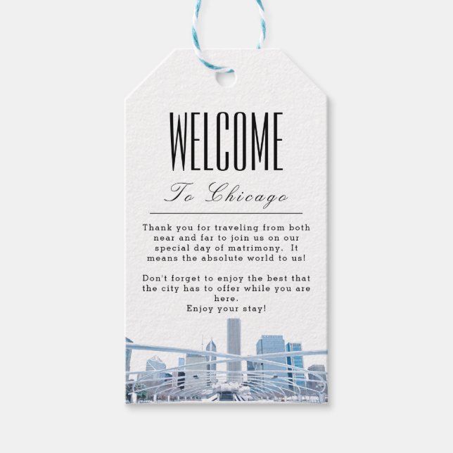 Personalized Chicago Welcome Gift Tag (Front)