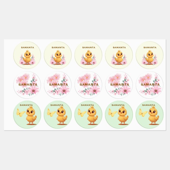 Personalized Chick Waterproof Labels  (Sheet)