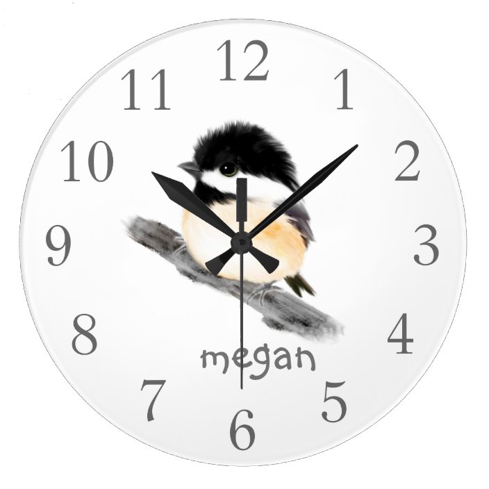 Personalized Chickadee Bird Wall Clock | Zazzle.com