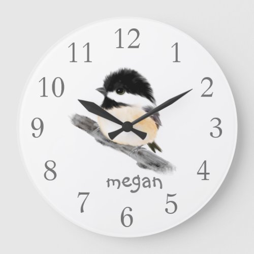 Personalized Chickadee Bird Wall Clock