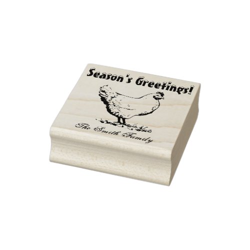 Personalized Chicken Christmas Rubber Stamp