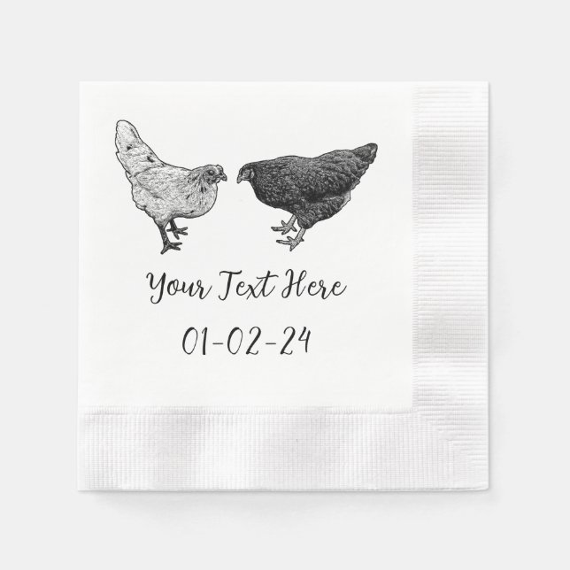 Personalized Chicken Cocktail Napkins  (Front)
