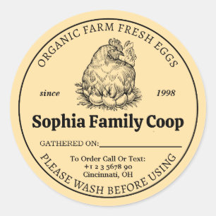 Personalized Chicken Coop Owner Name Date Eggs Classic Round Sticker