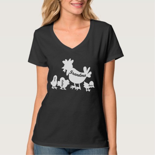 Personalized Chicken Grandma Shirt Custom Grandma T_Shirt