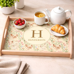Personalized Chicken Monogram Serving Tray