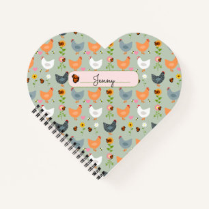 Personalized Chickens in the Flowers Notebook