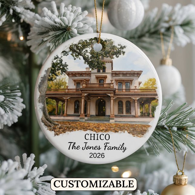 Personalized Chico Ornament, Custom California Ceramic Ornament (Creator Uploaded)