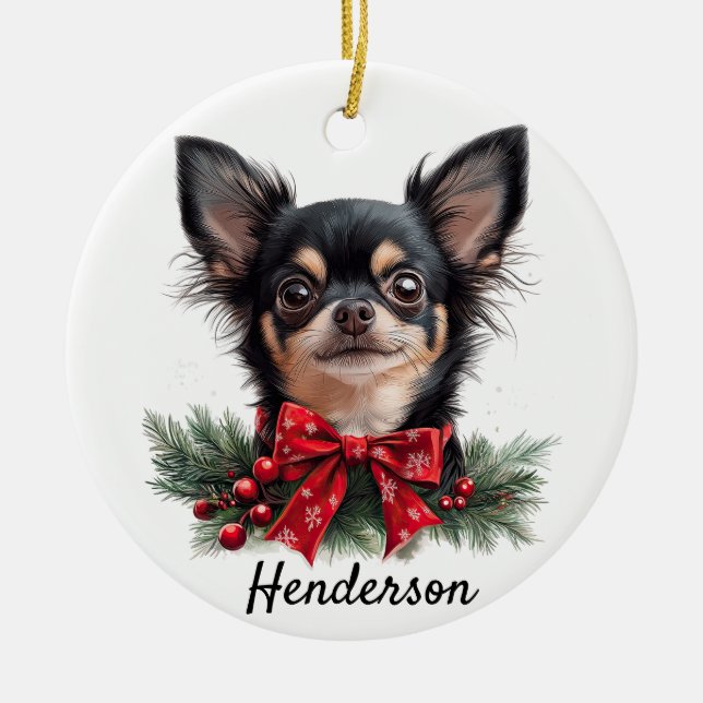Personalized Chihuahua  Ceramic Ornament (Front)