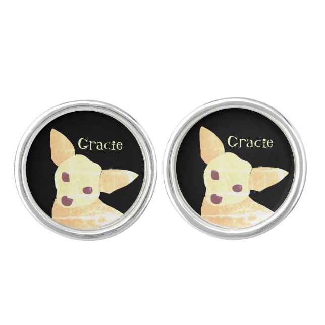 Personalized Chihuahua Cufflinks (Front)