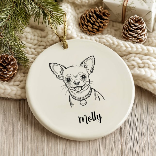 Personalized Chihuahua Dog Christmas Ceramic Ornament (Creator Uploaded)