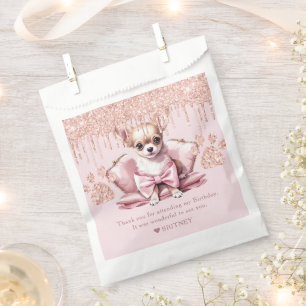 Personalized Chihuahua Dog with Glitter Birthday  Favor Bag
