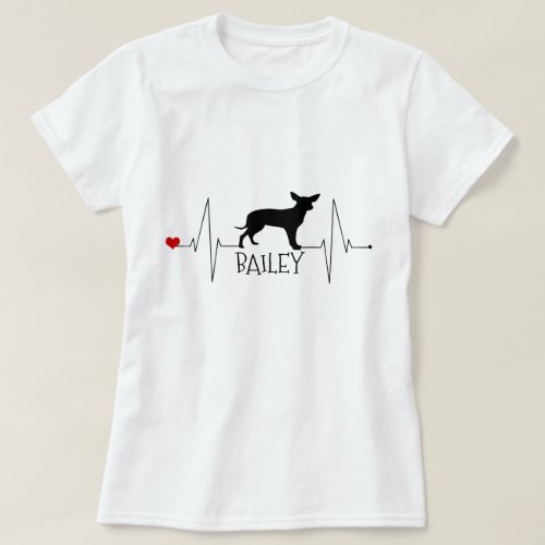 Personalized Chihuahua Love My Dog Heart Beat T_Shirt