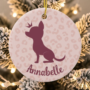Personalized Chihuahua Ornament, Custom Dog Name Ceramic Ornament