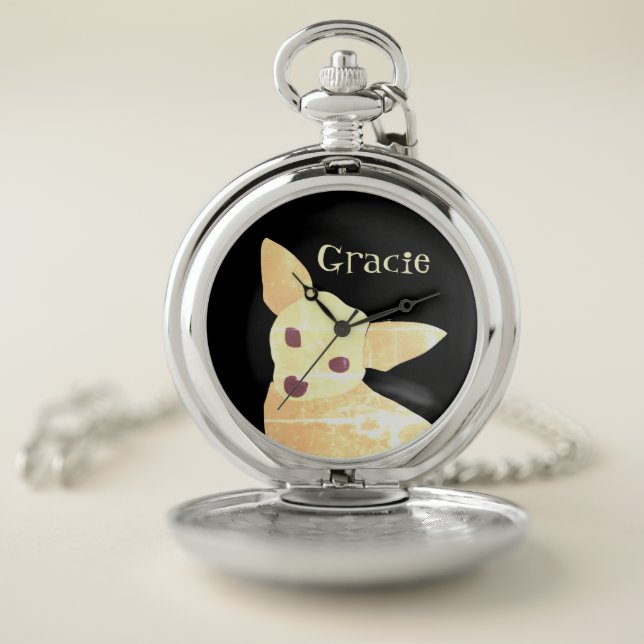 Personalized Chihuahua Portrait  Pocket Watch (Inside)