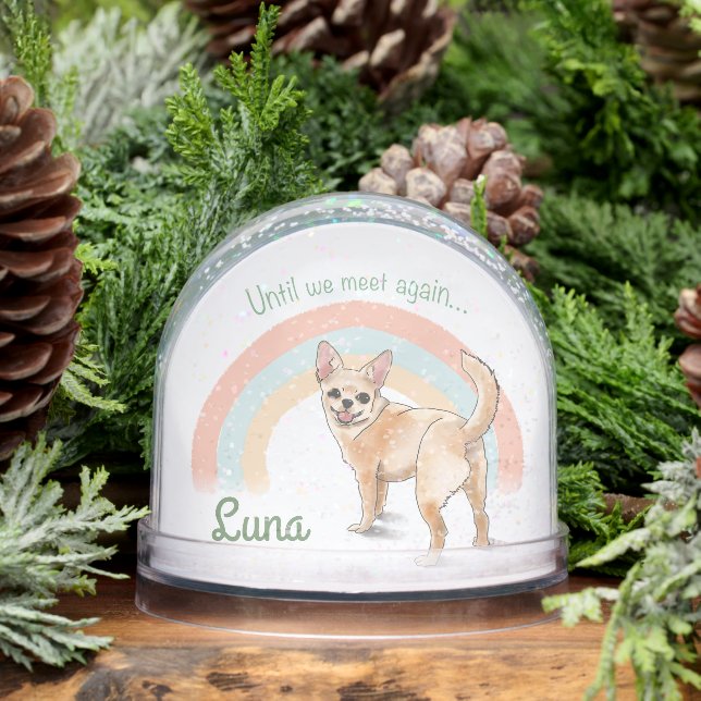 Personalized Chihuahua Rainbow Bridge Memorial Snow Globe (Winter)