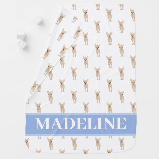 Personalized Chihuahua (Short Haired, Fawn Tan) Baby Blanket (In Situ)