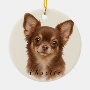 Personalized Chihuahua with Custom Name Ceramic Ornament