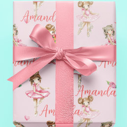 Personalized Child Ballet Ballerina Pink Pretty Wrapping Paper