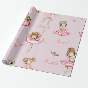 Details about   NOS 1980's Vintage Gift Wrap Paper Girls Pink Birthday Ballerina dance cat dog 