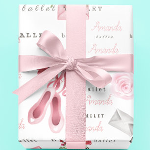 Personalized Child Ballet Ballerina Pink Wrapping Paper