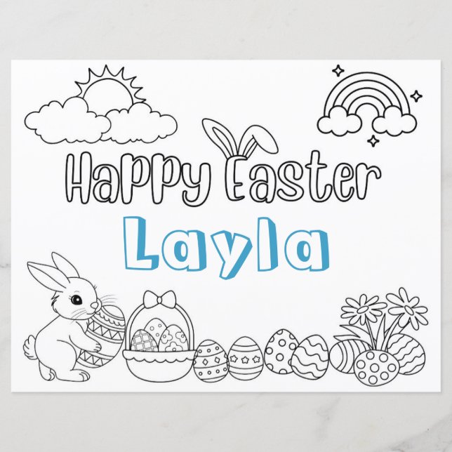 Personalized Child Easter Coloring Activity Sheet (Front)