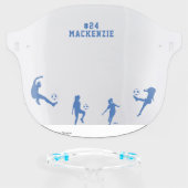 Personalized Child Girl Soccer Player Kicking Ball Face Shield (Front w/Glasses)
