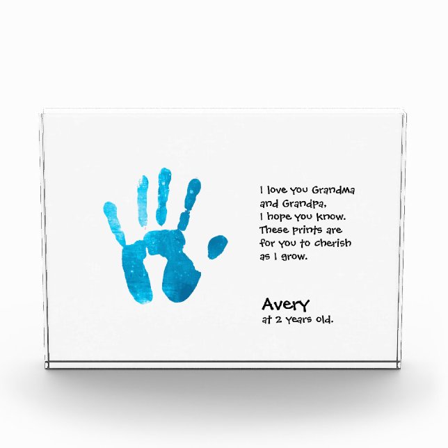 Personalized child handprint for Grandma Photo Block (Front)