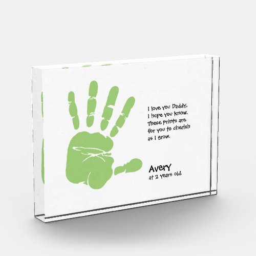 Personalized child handprint with poem for Dad Photo Block