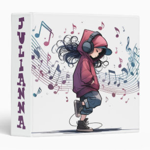 Personalized Child Listening to Music 3 Ring Binder