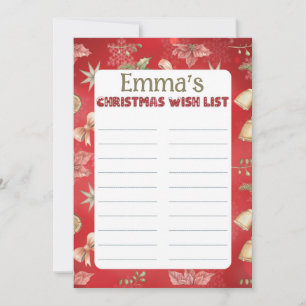 Personalized Child Name Christmas Letter to Santa Invitation