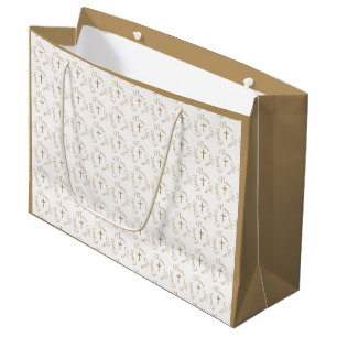 Personalized Child Name Religious Cross Baptismal Large Gift Bag