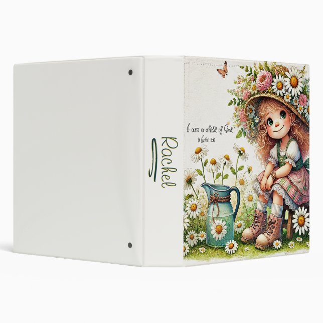 Personalized Child of God daisy girl 3 Ring Binder (Background)