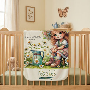 Personalized Child of God daisy girl Baby Blanket
