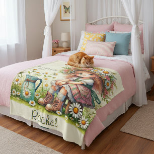 Personalized Child of God daisy girl Fleece Blanket