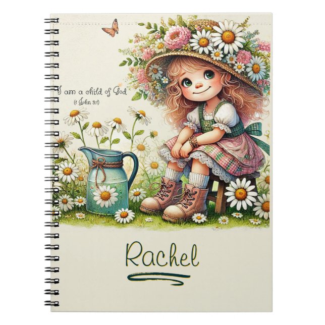 Personalized Child of God daisy girl Notebook (Front)