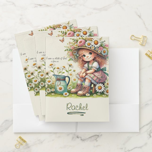 Personalized Child of God daisy girl Pocket Folder (In Situ)