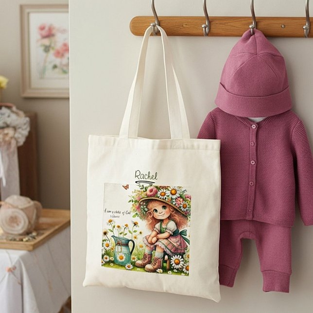 Personalized Child of God daisy girl Tote Bag (Creator Uploaded)