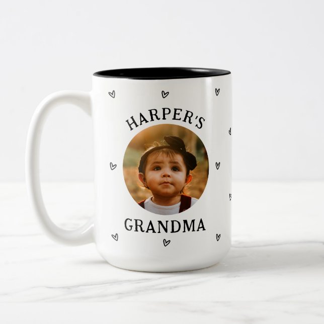 Personalized Child Photo Best Grandma Ever Two-Tone Coffee Mug (Left)