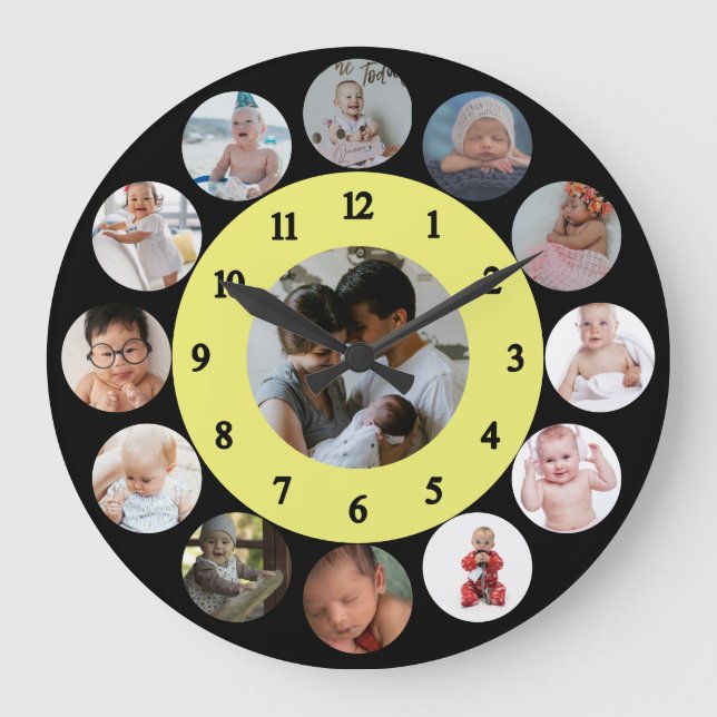 Personalized Childhood Moments Photo Wall Clock (Front)