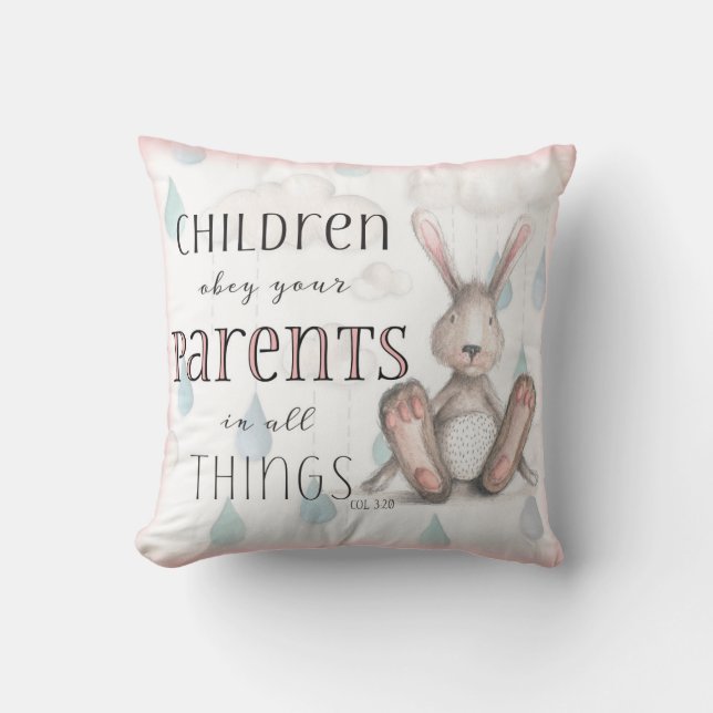 Personalized Children Obey Your Parents-Col 3:20 Throw Pillow (Front)