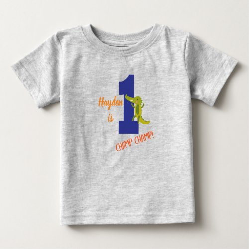 Personalized childrens 1st birthday alligator baby T_Shirt