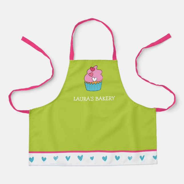 Personalized Children's Apron with a Cupcake (Front)