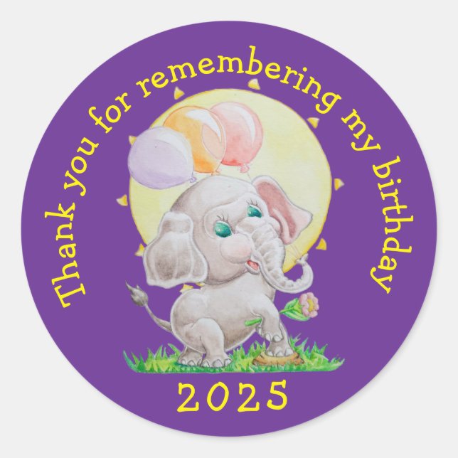 Personalized Children's Birthday Stickers  (Front)