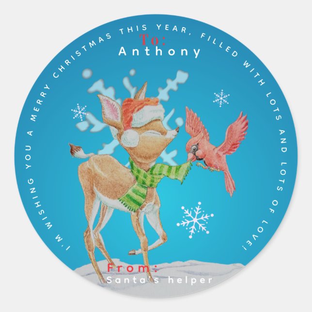 Personalized Children's Christmas Stickers  (Front)