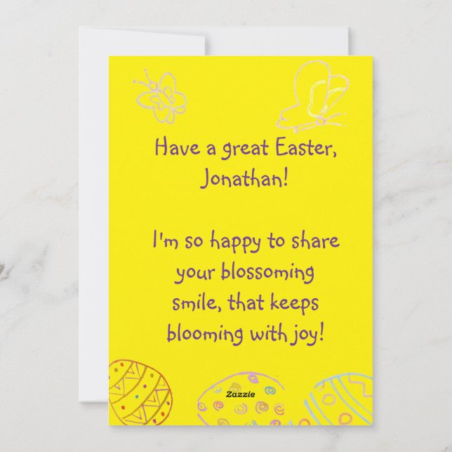 Personalized Children's Easter Greeting Card  (Back)