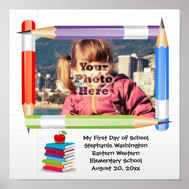 Personalized Children's Kids School Photo Frame Poster (Front)