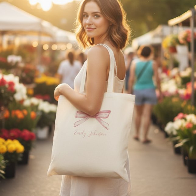 Personalized children's tote bag with bow (Creator Uploaded)